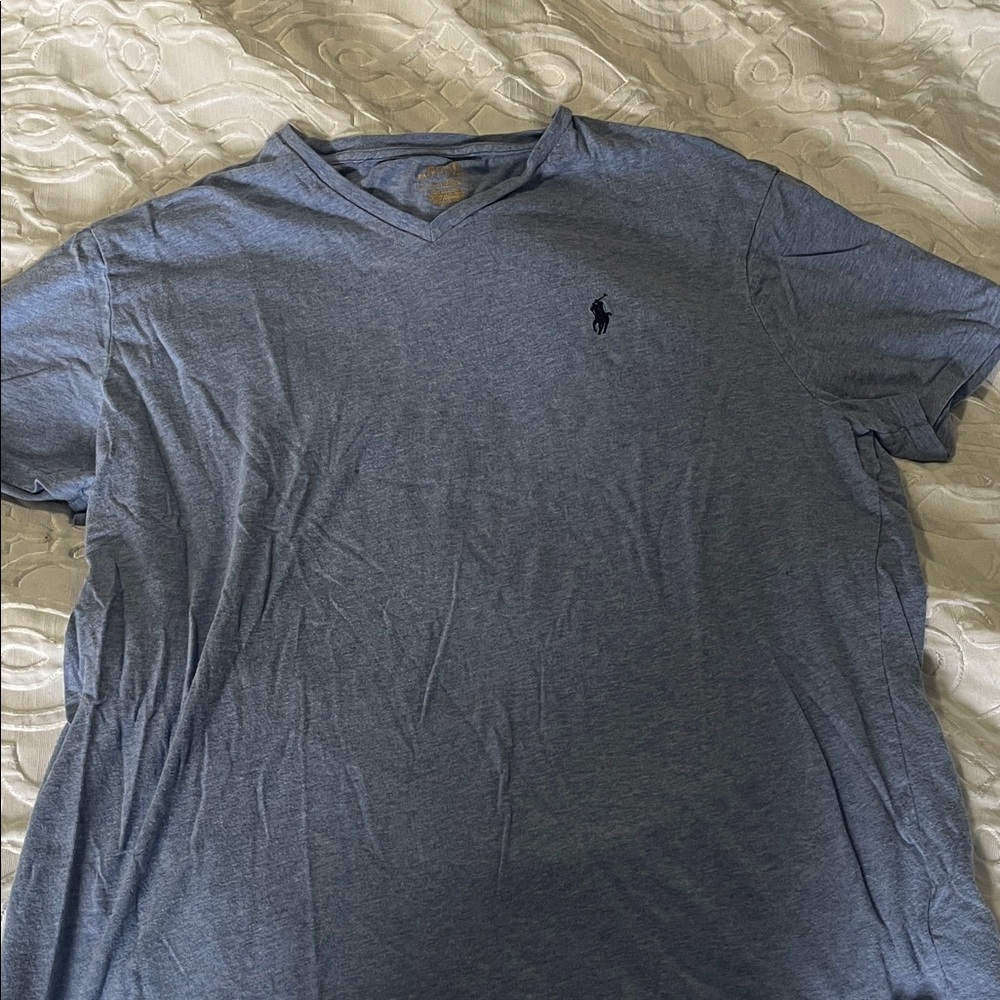 Polo by Ralph Lauren Men's Heather Blue V-Neck Tee